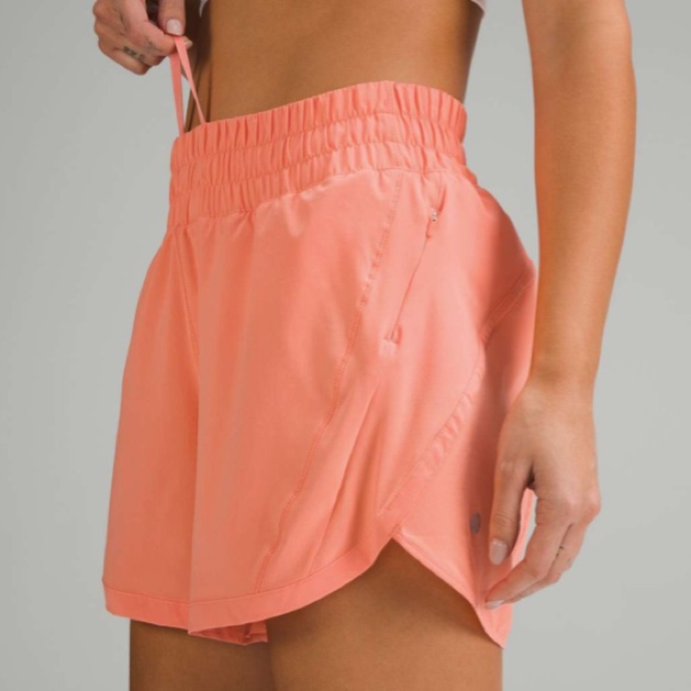 Lululemon Track That high rise lined shorts Coral size 4